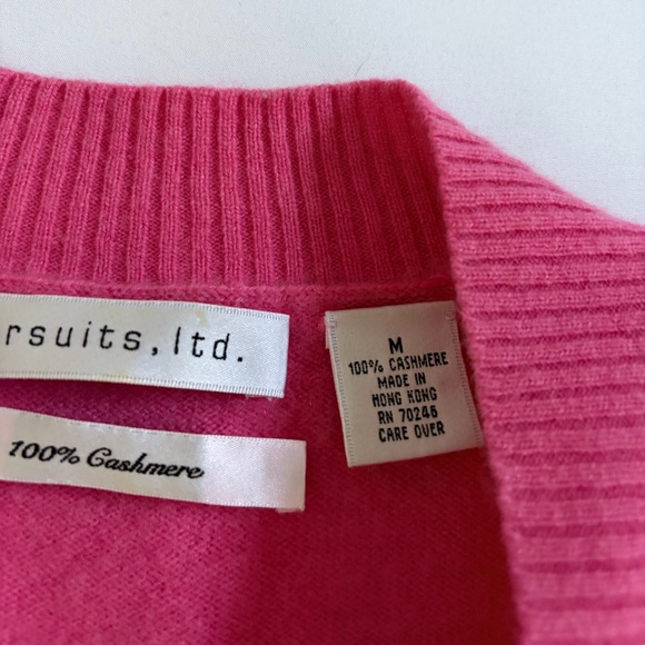Pursuits Ltd Sweater Cashmere 2-ply cashmere v- neck pink size medium - Picture 6 of 10